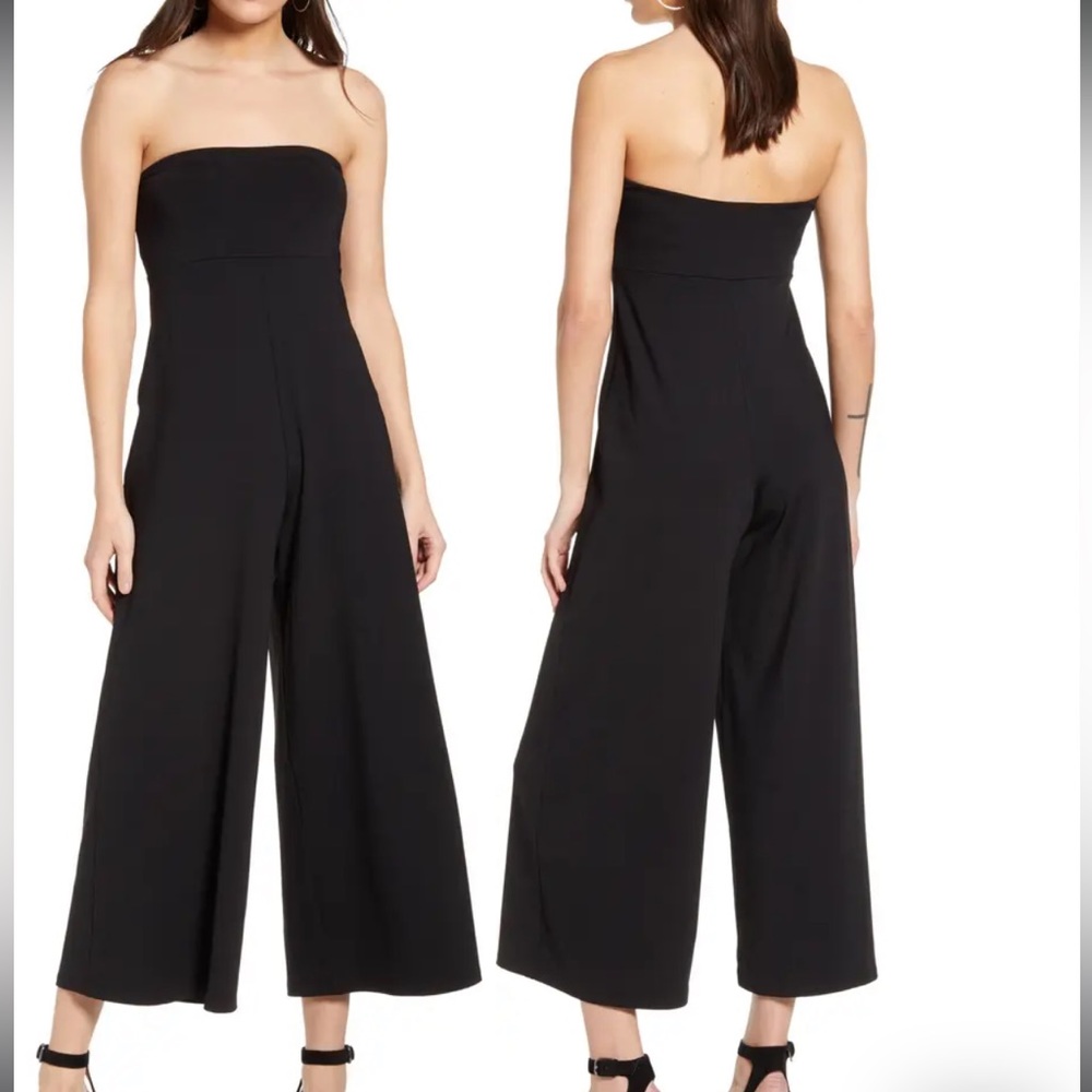 NWT- SUSANA MONACO Strapless Black Wide Leg Aimee Jumpsuit